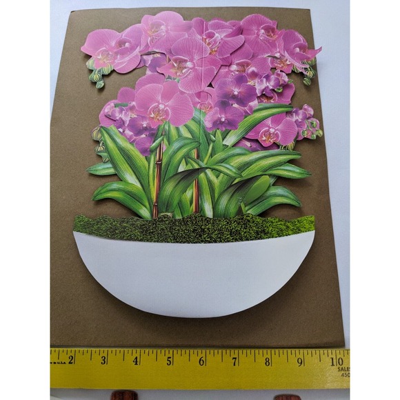 3D pop up greeting card.Complete card set with envelope Beautiful orchids. 13x9” - Picture 4 of 4